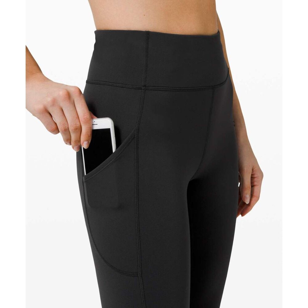 Lululemon Invigorate High-Rise Tight 25" in Black with Pockets, Size 16 (C5)